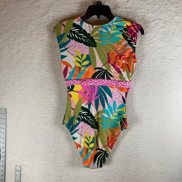 Bleu Rod Beattie Women's Cap Sleeve One-Piece Tropical Swimsuit Size 8 NWT 9937 - Picture 3 of 5